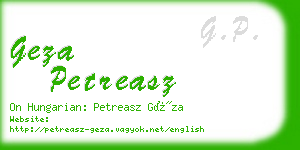 geza petreasz business card